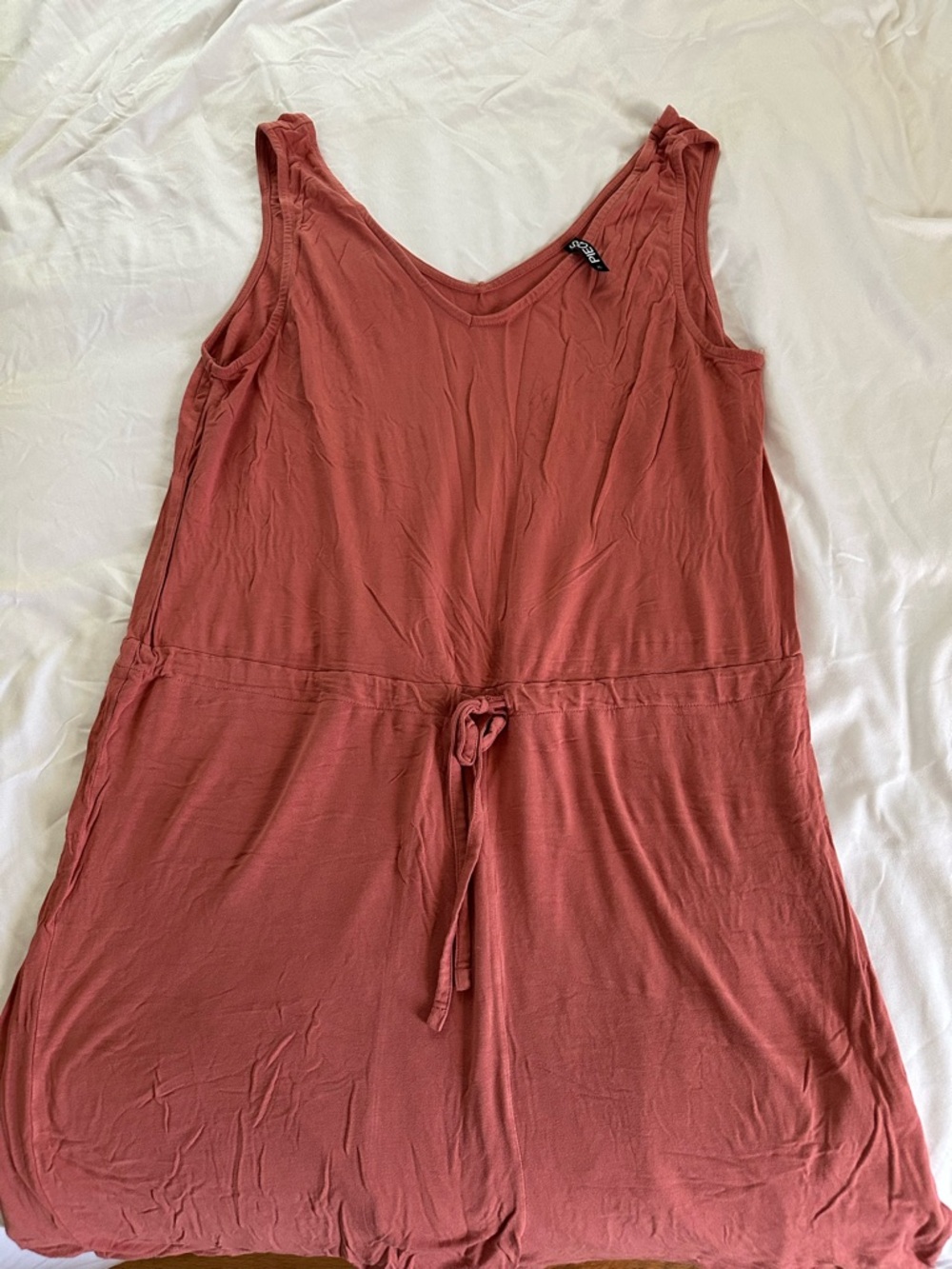 Women's Rust Sleeveless Jumpsuit with Drawstring